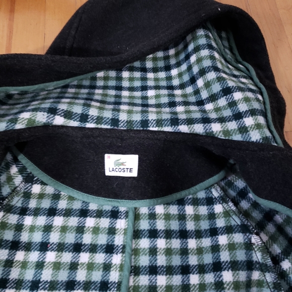 LACOSTE Wool Jacket Dark Army Green Grey - Picture 8 of 10